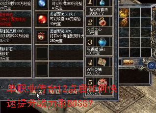 单职业传奇12点后如何快速提升战力刷BOSS? 单职业传奇12点后如何快速提升战力刷BOSS?