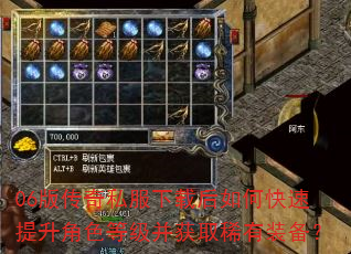 06版传奇私服下载后如何快速提升角色等级并获取稀有装备? 06版传奇私服下载后如何快速提升角色等级并获取稀有装备?