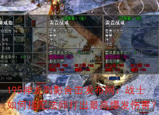 195神龙刺影合击发布网:战士如何搭配法师打出最高爆发伤害? 195神龙刺影合击发布网:战士如何搭配法师打出最高爆发伤害?