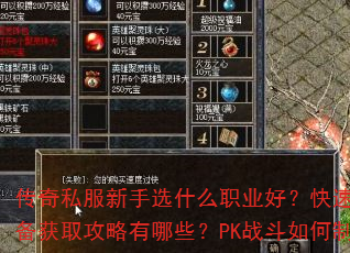 传奇私服新手选什么职业好?快速升级与装备获取攻略有哪些?PK战斗如何制胜? 传奇私服新手选什么职业好?快速升级与装备获取攻略有哪些?PK战斗如何制胜?