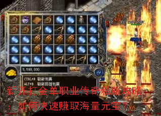 新开打金单职业传奇私服攻略:如何快速赚取海量元宝? 新开打金单职业传奇私服攻略:如何快速赚取海量元宝?