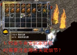 1.95金牛合击玩家挂机时需要注意哪些关键细节? 1.95金牛合击玩家挂机时需要注意哪些关键细节?