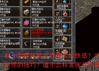 战士如何体验近战爆装的快感?法师如何掌握群体刷怪的技巧?道士怎样发挥召唤兽的独特优势? 战士如何体验近战爆装的快感?法师如何掌握群体刷怪的技巧?道士怎样发挥召唤兽的独特优势?