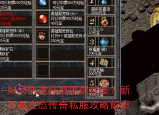 如何快速获取顶级装备?新开超变态传奇私服攻略解析 如何快速获取顶级装备?新开超变态传奇私服攻略解析