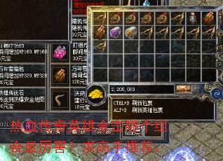 热血传奇英雄合击哪个组合最厉害?求高手推荐。 热血传奇英雄合击哪个组合最厉害?求高手推荐。